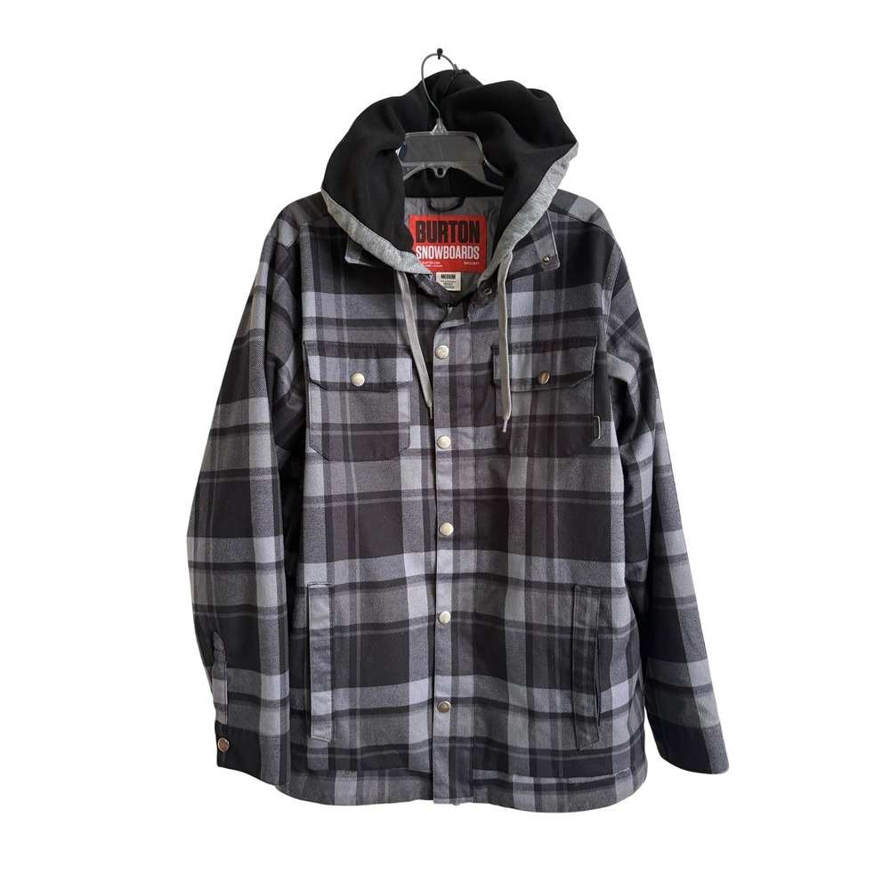 Burton Snowboards Plaid Insulated Snowboard Jacket Men's Medium Hooded‎ Ski Coat